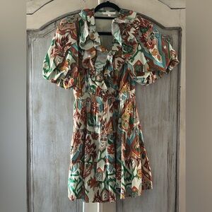 Bohemian Ruffle/Puff Sleeve Dress - Marrakech Remy Dress. Size S.
